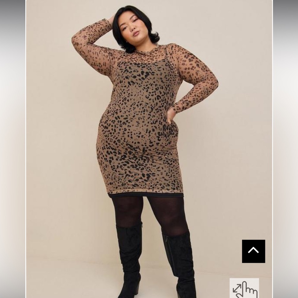 Torrid At The Knee Soft Mesh Lettuce Edge Mock Neck Dress